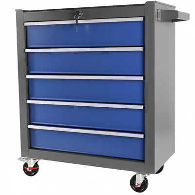 Rolling Tool Chest Built for Workshop Organization, 5 Drawers, Steel Construction, Locking Storage