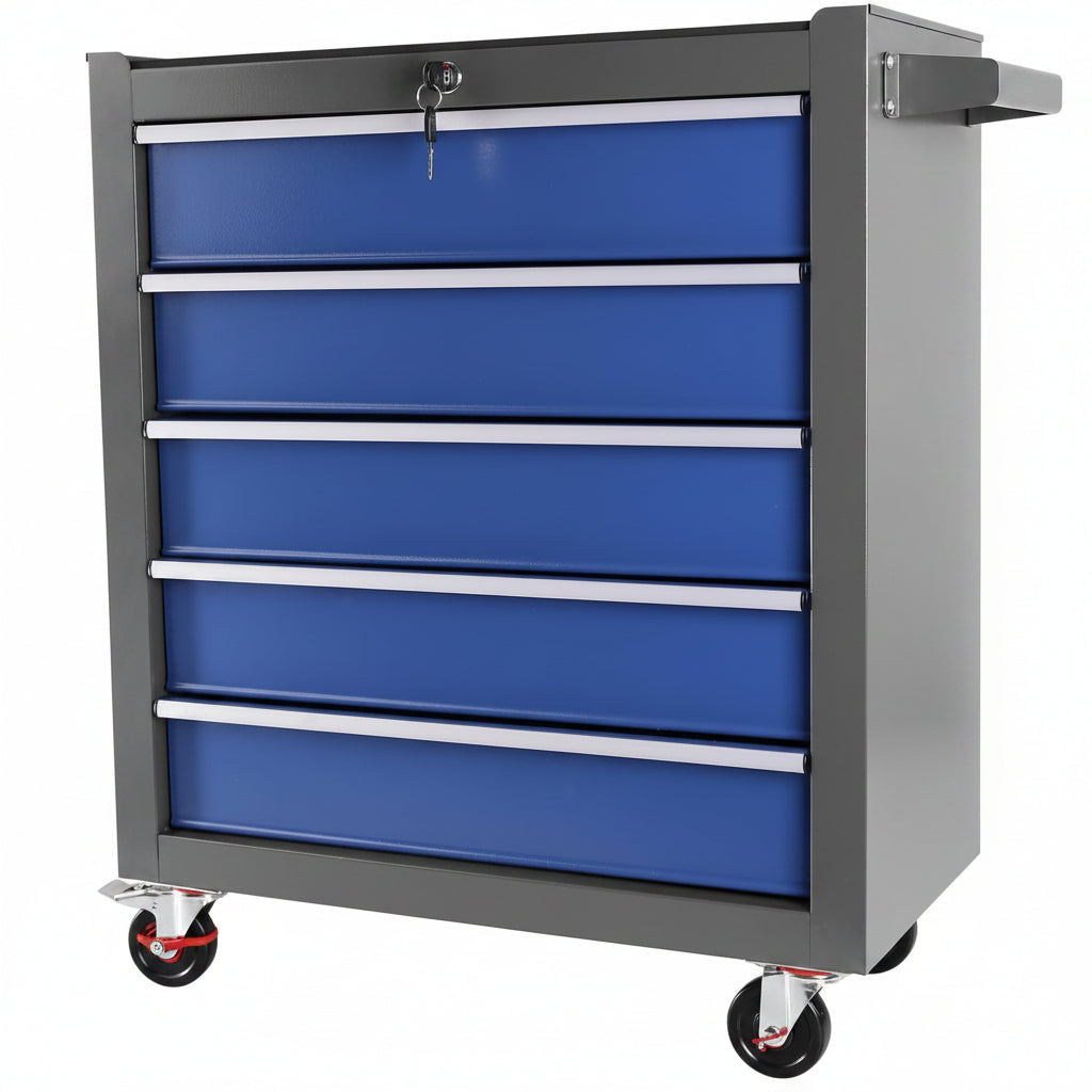 Rolling Tool Chest Built for Workshop Organization, 5 Drawers, Steel Construction, Locking Storage