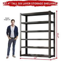 82 In. H 6-Tier Metal Shelve, 2400 Lbs. Heavy Duty Storage Shelve, Adjustable Garage Shelf Industrial Utility Rack-Black