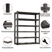 82 In. H 6-Tier Metal Shelve, 2400 Lbs. Heavy Duty Storage Shelve, Adjustable Garage Shelf Industrial Utility Rack-Black