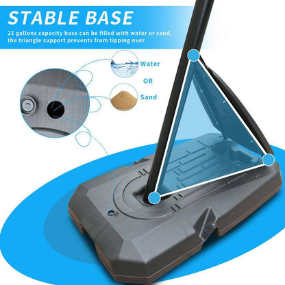 7.4 Ft. to 10 Ft. Portable Adjustable Height Basketball Hoop Backboard System with 44 In. Backboard and Wheels