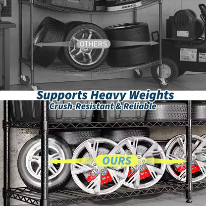 4-Tier Black L-Shaped Metal Storage Shelve Unit with Adjustable Shelf, Wire Shelving Rack for Kitchen Garage Bedroom