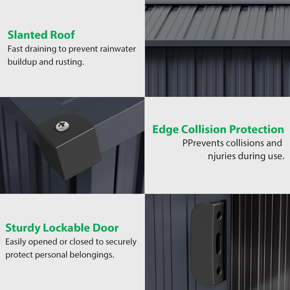 Outdoor Storage Shed 12 X 10 Ft, Outdoor Tool Metal Shed with Lockable Door, Air Vents and Sloping Roof, Metal Aluminum Waterproof Tool Sheds for Yard, Garden, Patio, Garage, Lawn, Gray