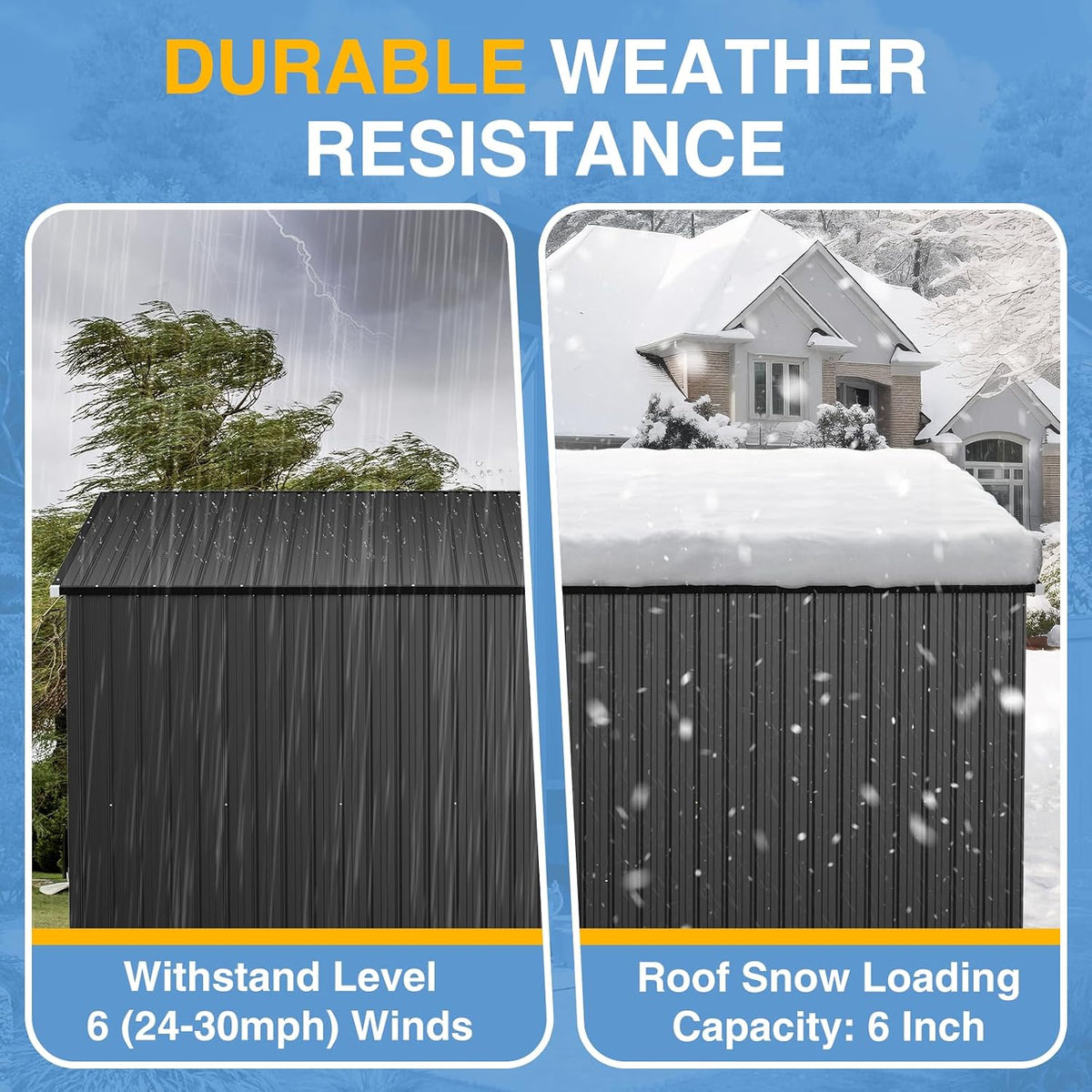 8'X12' Outdoor Lean to Storage Shed with Triple Doors Utility Galvanized Steel Sheds for Vertical Storage, Dual Lock Metal Shed with Sloped Roof for Mower,Bike,Garden Tools (Black)