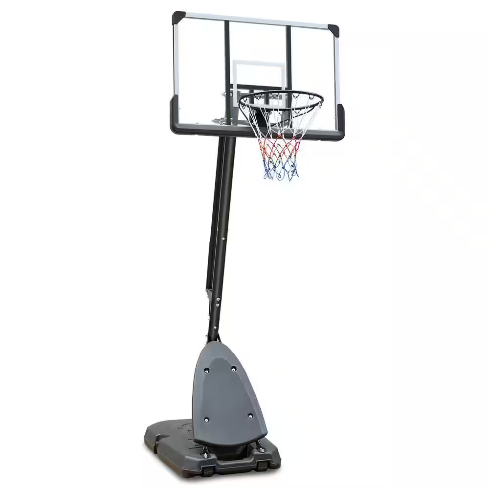 7.4 Ft. to 10 Ft. Portable Adjustable Height Basketball Hoop Backboard System with 44 In. Backboard and Wheels