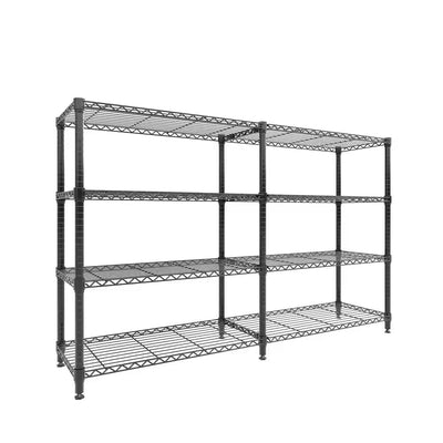 4-Tier Black L-Shaped Metal Storage Shelve Unit with Adjustable Shelf, Wire Shelving Rack for Kitchen Garage Bedroom